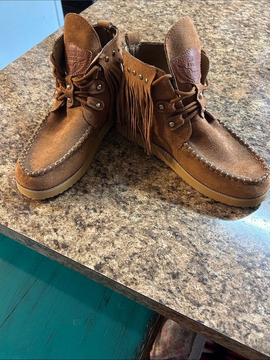 loriginale baloboo Shoes - Fringe Suede Moccasin Boots in Brown
